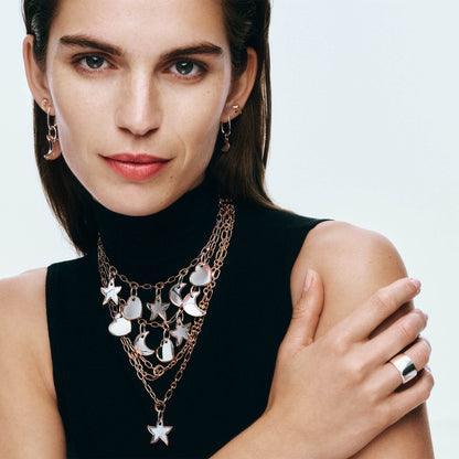 CIONDOLO XL CUORE ARGENTO & ORO ROSA