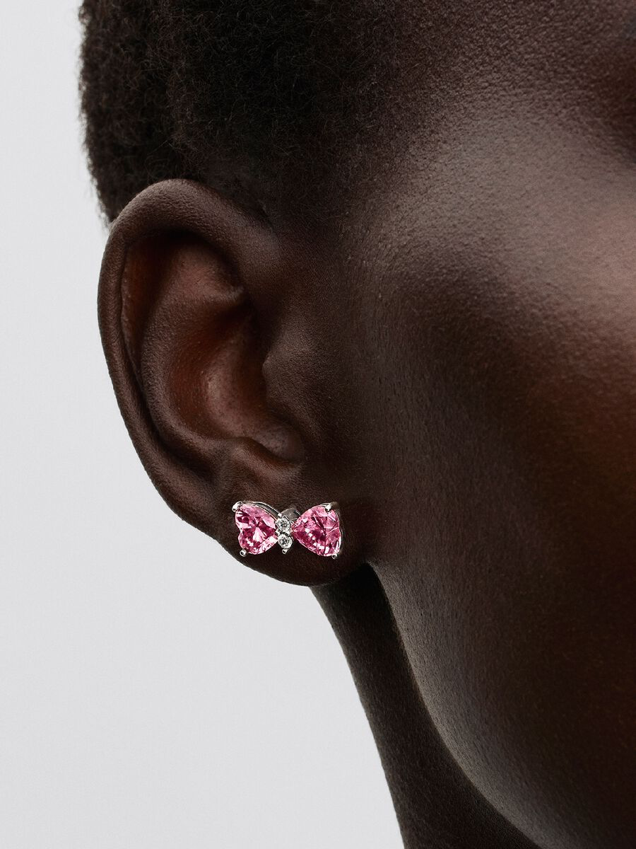 Orecchini Fiocco Luminoso Rosa Grande Argento Sterling 925 Pandora 294265C01