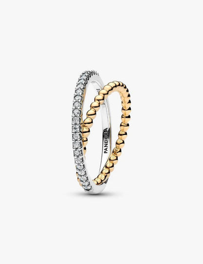 Anello Fascia Intrecciata Sfere e Pavé Pandora 164827c01