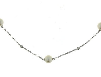 Girocollo con Perle e Diamante in Oro Bianco Mirco Visconti AB450