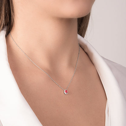 Girocollo con Rubino e Diamante in Oro Bianco Mirco Visconti AB761/R