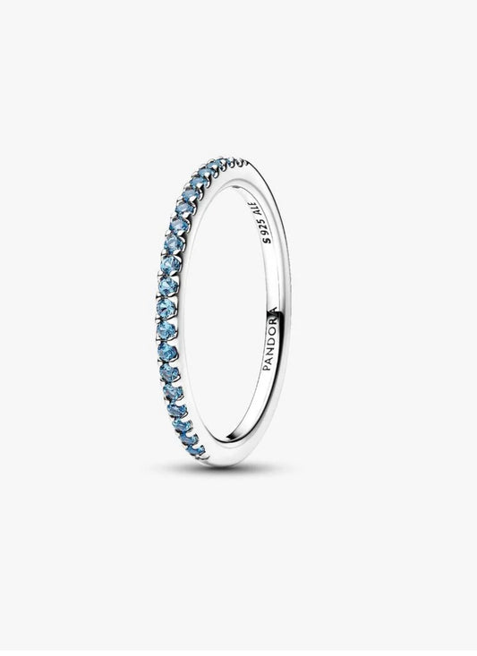 Anello Pavè Fascia Sottile Azzurro 192999C03