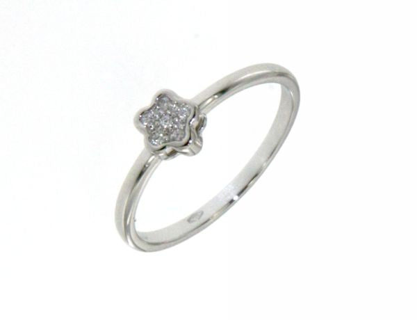 Anello Fiore con Diamante in Oro Bianco Mirco Visconti LF239