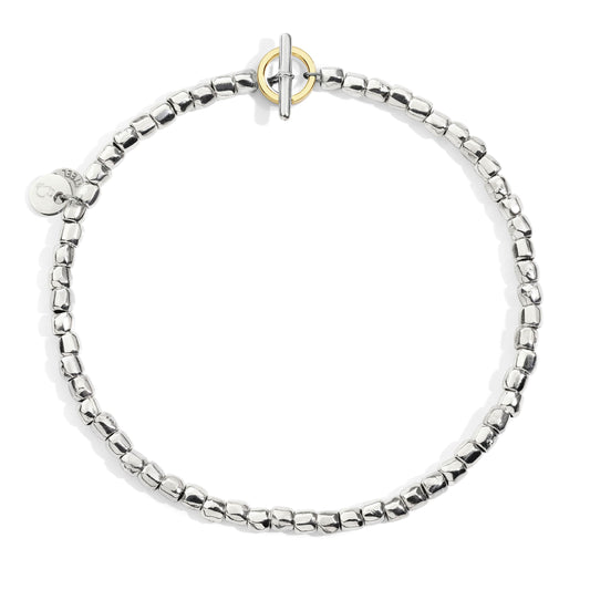 Bracciale Mini Granelli Argento, Acciaio e Oro Giallo 9kt Dodo DBC6014_GRANX_GAGMX