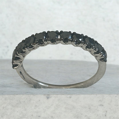 Anello Veretta Oro Bianco 18 kt E Diamanti Neri Crivelli 234-3491-7