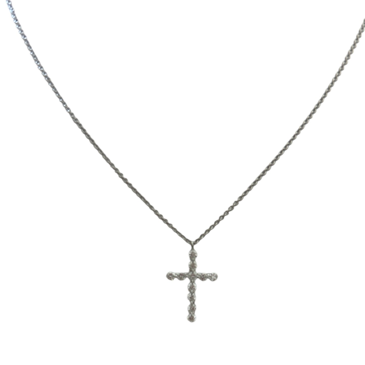 Girocollo Croce Oro Bianco 18 Kt E Diamanti Crivelli 000-5016NS