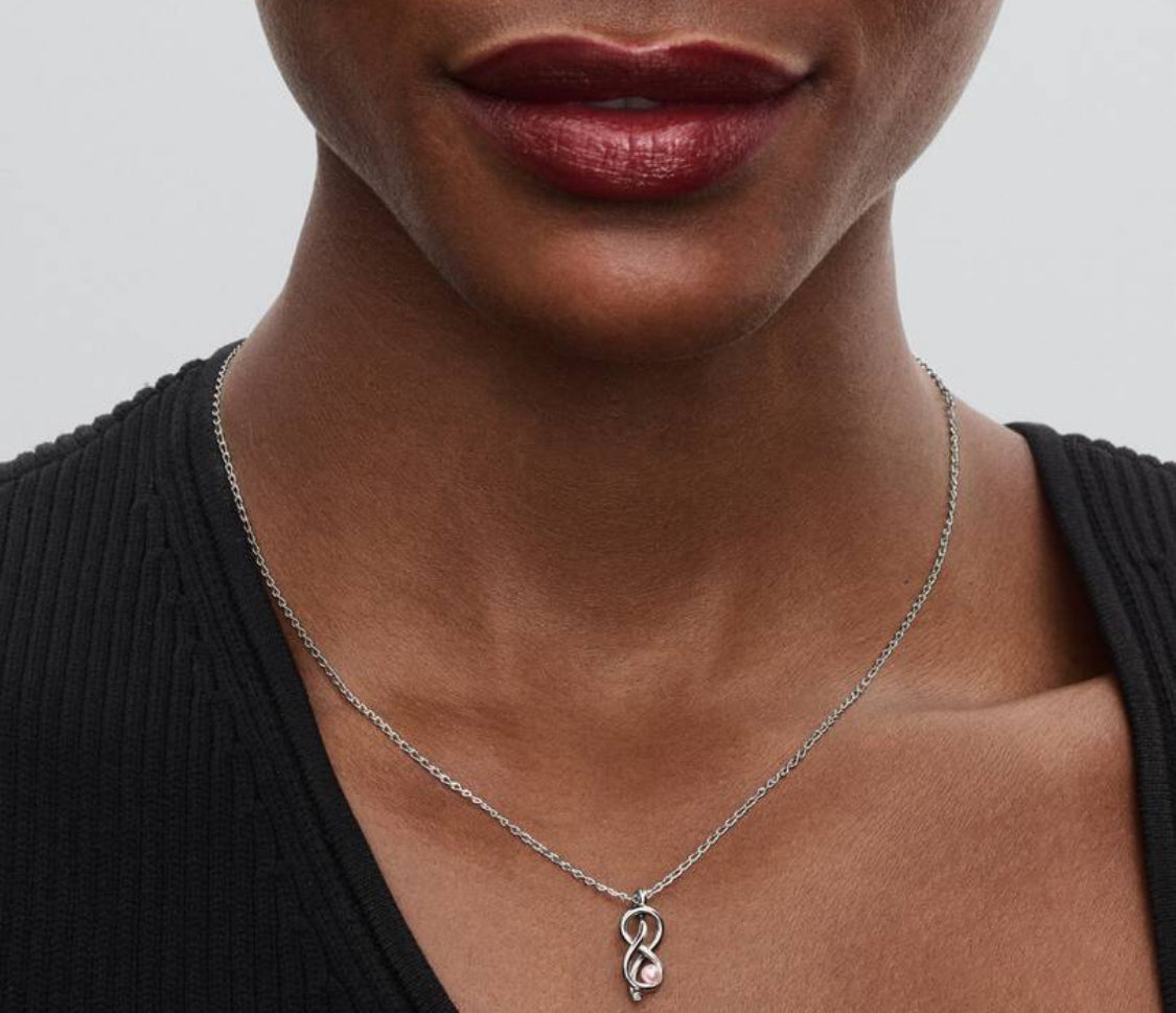 Collana Legame Infinito con Perla Rosa Artificiale Pandora 393762C01-50