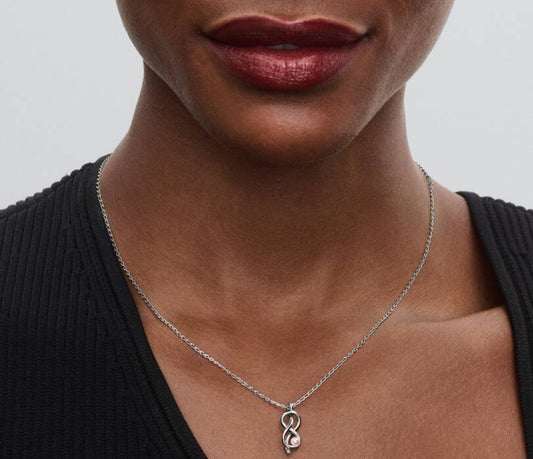 Collana Legame Infinito con Perla Rosa Artificiale Pandora 393762C01-50