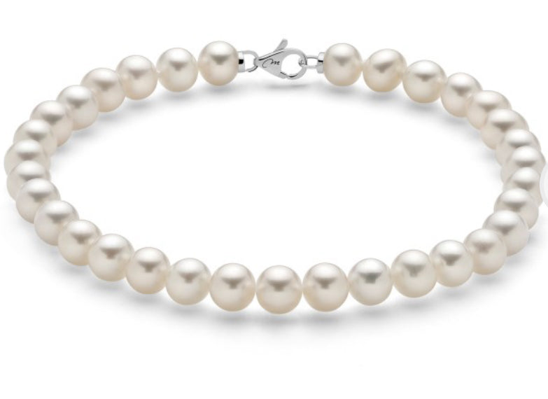 Bracciale di Perle Oriente 4,5-5mm con Chiusura in Oro Bianco Miluna PBR3563