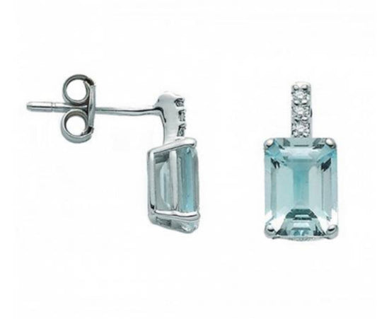 Orecchini di Acqua Marina e Diamanti in Oro Bianco Miluna ERD2409