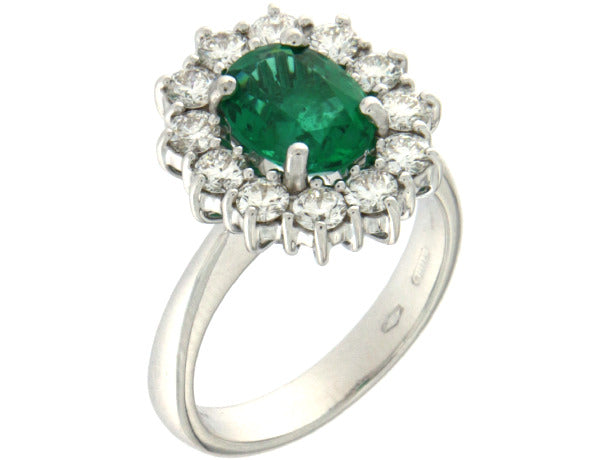 Anello con Smeraldo e Diamante in Oro Bianco Mirco Visconti IE82/B40S