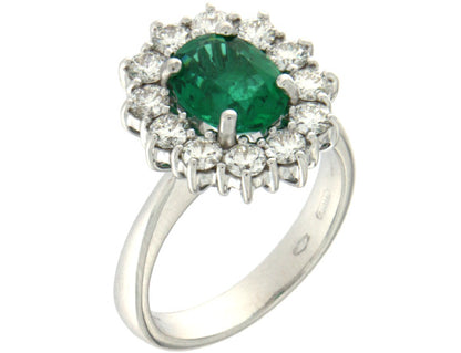 Anello con Smeraldo e Diamante in Oro Bianco Mirco Visconti IE82/B40S