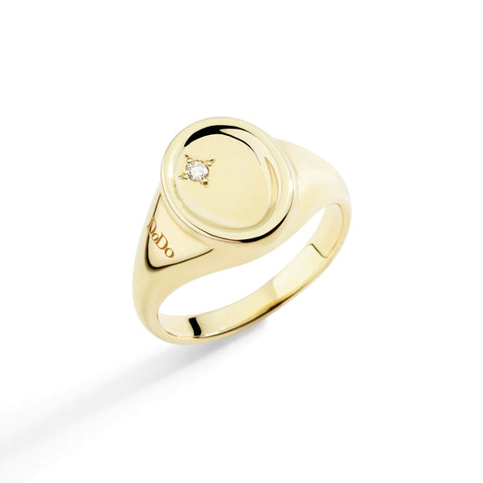 ANELLO SIGILLO ORO GIALLO & DIAMANTE BIANCO