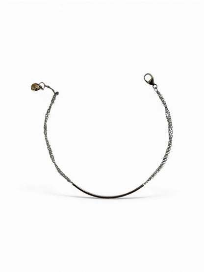 Bracciale Filo Targa Oro Bianco 18 Kt E Zaffiri Crivelli 234-5700-370