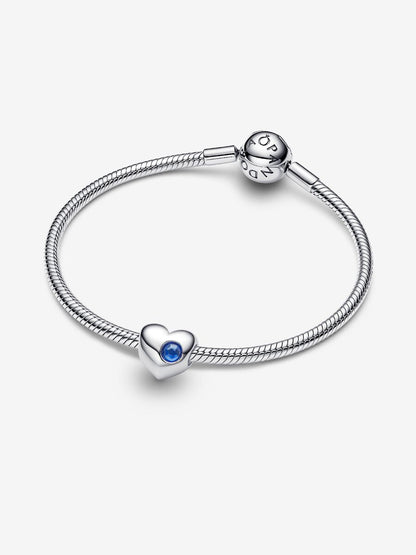 Charm Cuore con Pietra Blu Settembre da Incidere Argento Sterling 925 Pandora 794161C09