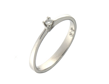 Anello Solitario con Diamanti e Oro Bianco Mirco Visconti GS074