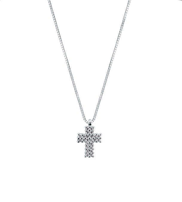 Girocollo Croce con Diamante in Oro Bianco Mirco Visconti BG15/10