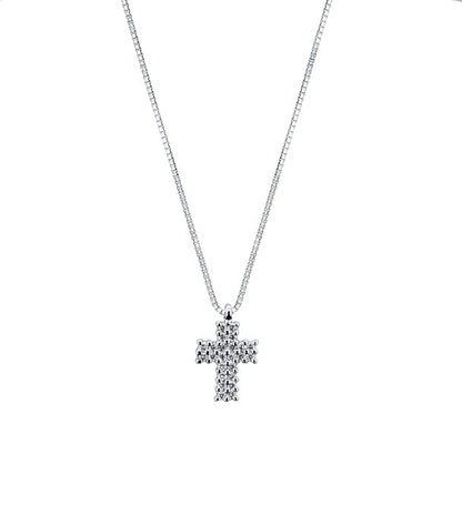 Girocollo Croce con Diamante in Oro Bianco Mirco Visconti BG15/10