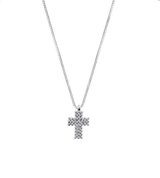 Girocollo Croce con Diamante in Oro Bianco Mirco Visconti BG15/10