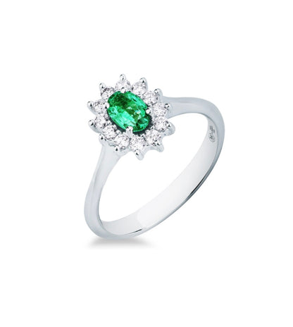 Anello con Smeraldo e Diamante in Oro Bianco Mirco Visconti MV213/B10S