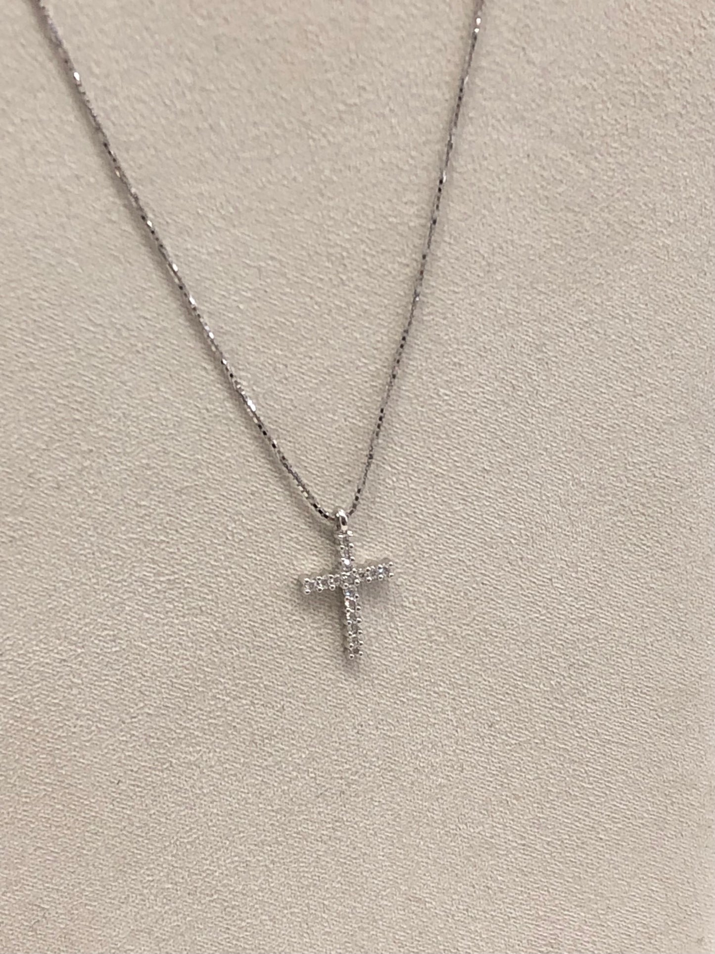 Girocollo Croce in Oro Bianco e Diamante Mirco Visconti BG60/20
