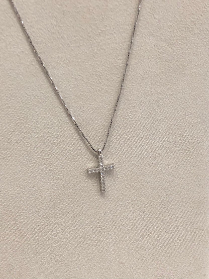 Girocollo Croce in Oro Bianco e Diamante Mirco Visconti BG60/20