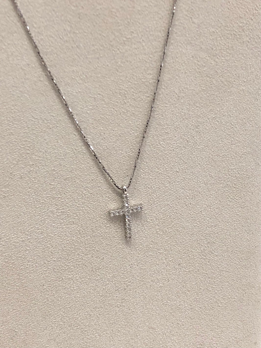 Girocollo Croce in Oro Bianco e Diamante Mirco Visconti BG60/20