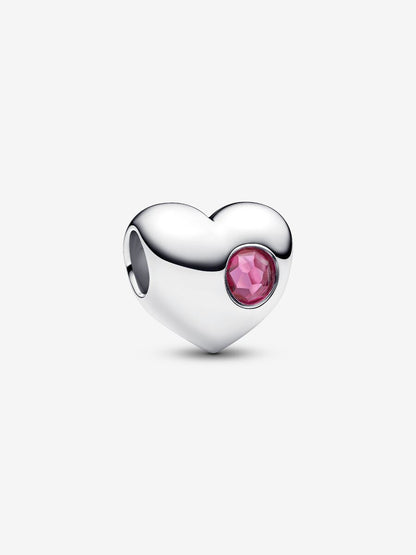 Charm Cuore con Pietra Rosa Scuro Ottobre da incidere Argento Sterling 925 794161C10