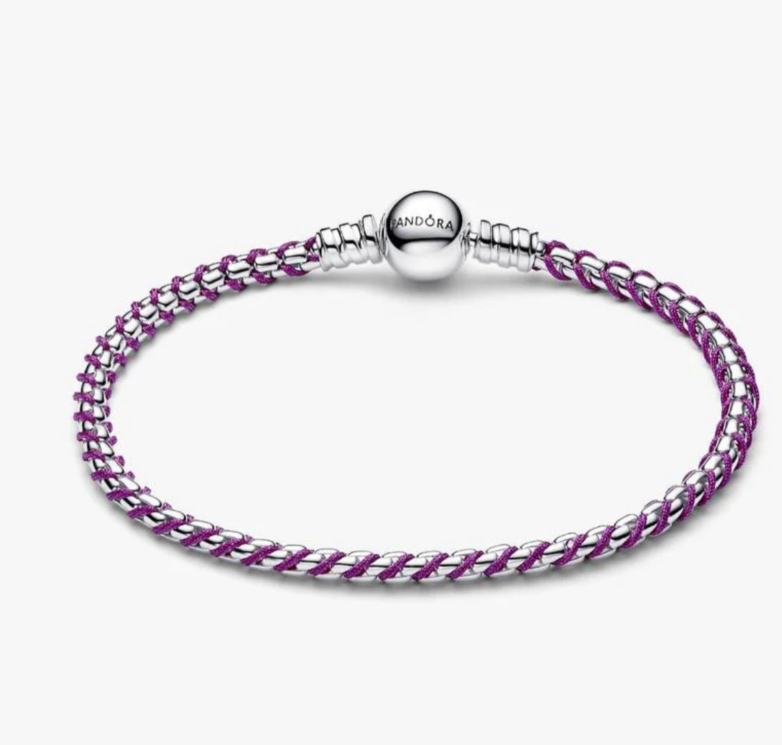 Bracciale Intreccio Tessuto Viola Pandora 593816C03