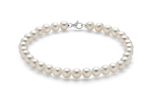 Bracciale di Perle Oriente 6-6,5mm con Chiusura in Oro Bianco Miluna PBR1676V