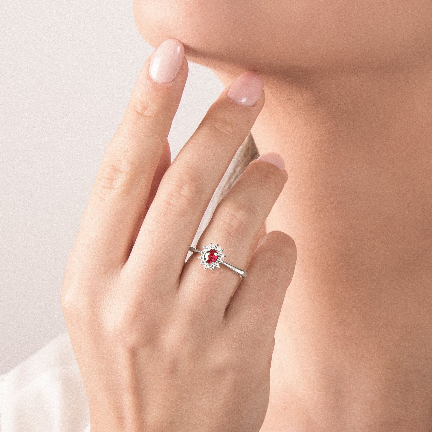 Anello con Rubino e Diamante in Oro Bianco Mirco Visconti MV213/B5R