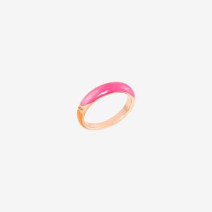 Orange and Pink Dodo Enamel Rondelle Ring DAC3007_RONDE_AFRAG