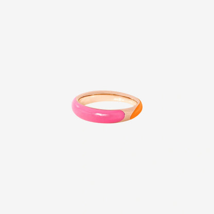 Orange and Pink Dodo Enamel Rondelle Ring DAC3007_RONDE_AFRAG