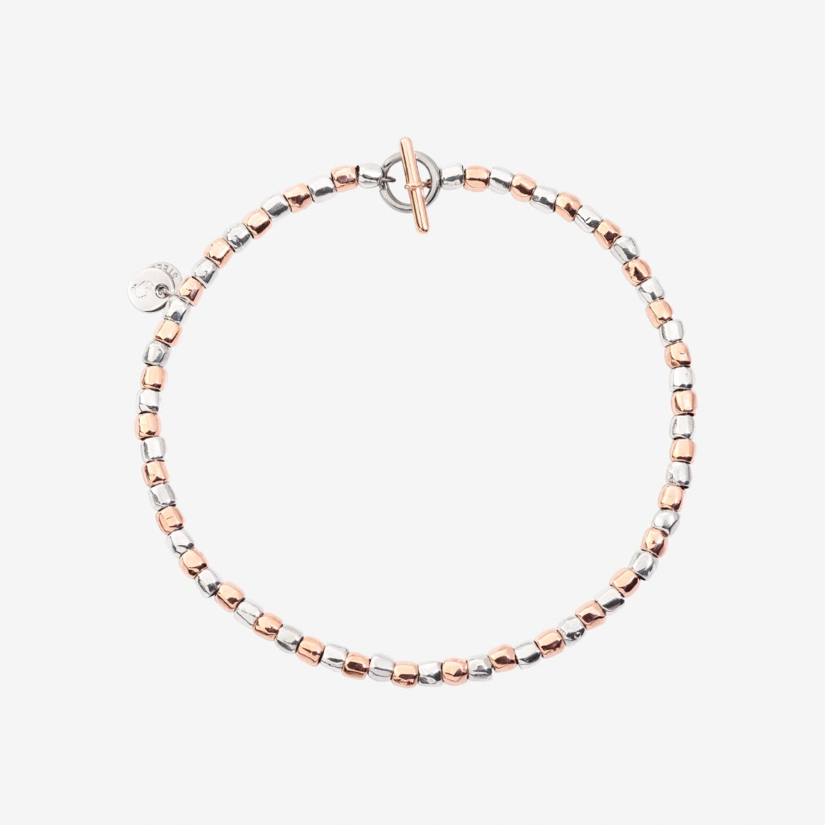 Mini Granelli Bracelet 9 Kt Rose Gold, Silver and Steel Dodo DBC0002_GRANX_G9AMX