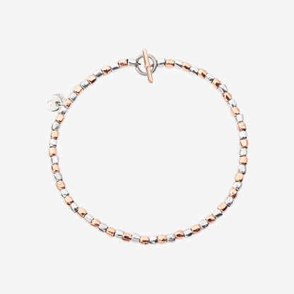 Mini Granelli Bracelet 9 Kt Rose Gold, Silver and Steel Dodo DBC0002_GRANX_G9AMX