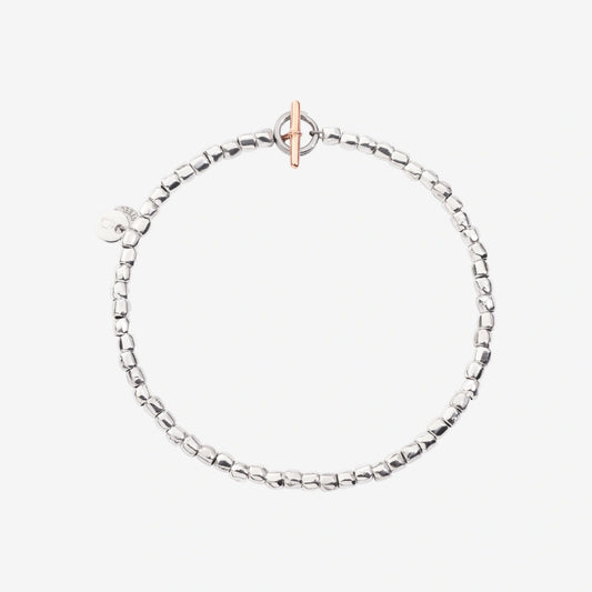 Mini Granelli Bracelet in Silver, Steel and 9kt Rose Gold Dodo DBC0002_GRANX_GAGMX