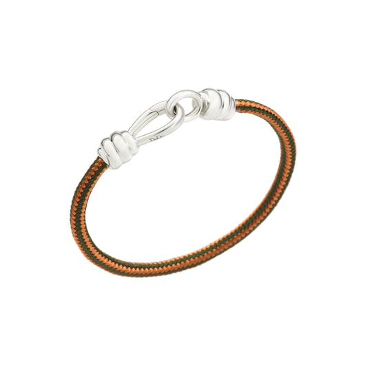 Silver Knot Bracelet with Orange and Green Cord DBC2001_KNOT0_CVOAG