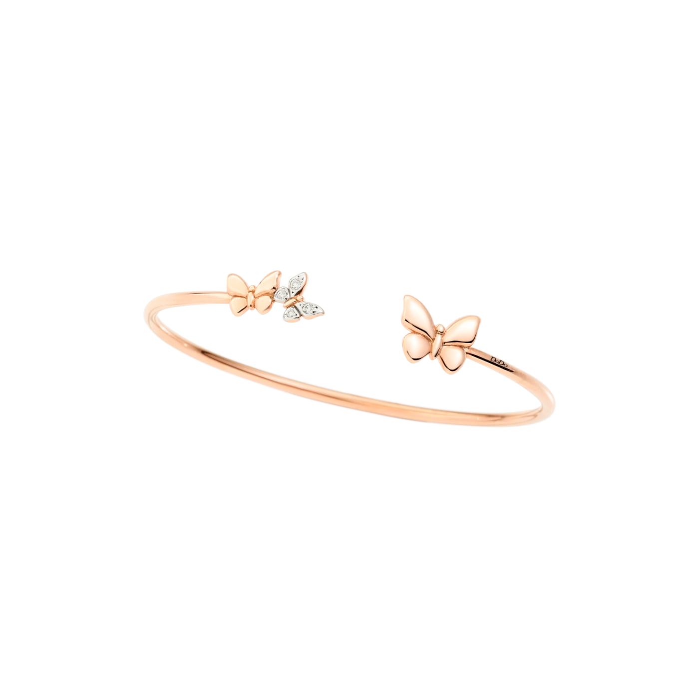 Precious Butterfly Cuff Bracelet 9kt Rose Gold White Diamonds Dodo DBC2003_BFLYS_DB09R