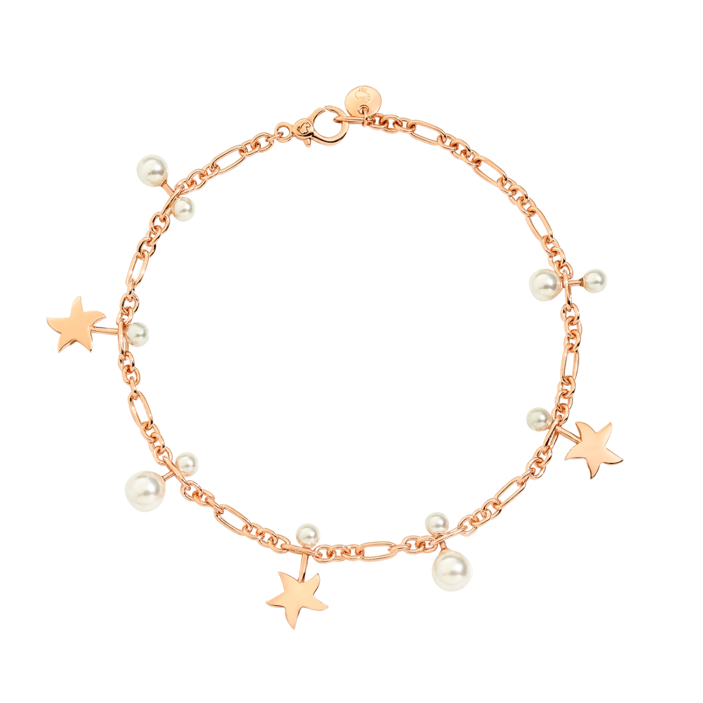 9 kt Rose Gold Star Bracelet Dodo Pearls DBC2005_STARS_WCP9R