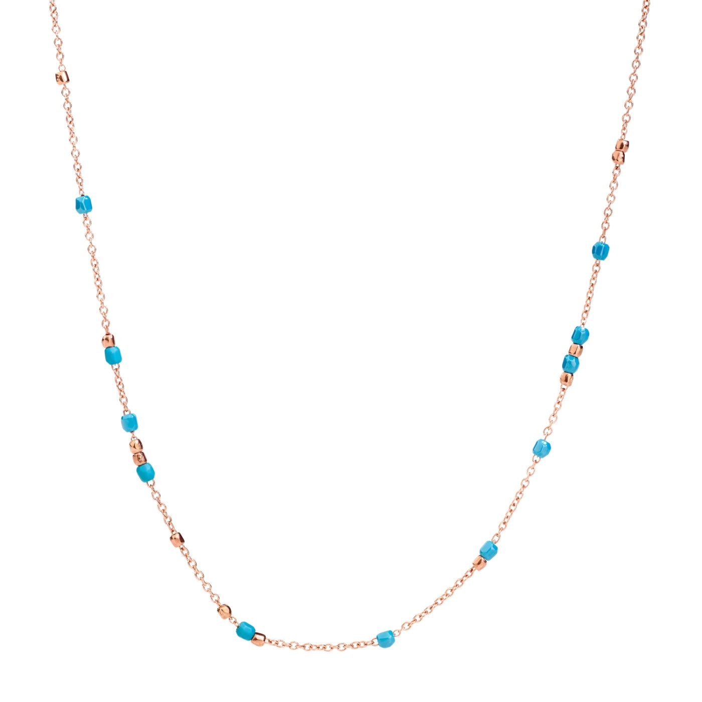 Mini Granelli Necklace 9 kt Rose Gold Ceramic Turquoise Dodo DCC1008_GRANX_CTU9R