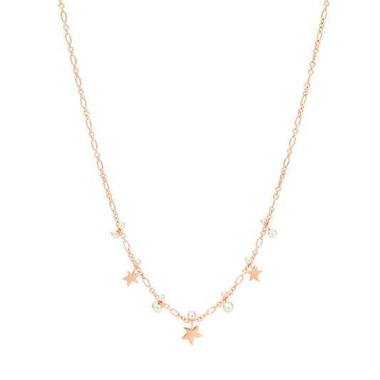 9 kt Rose Gold Star Necklace Dodo Pearls DCC2009_STRAS_WCP9R