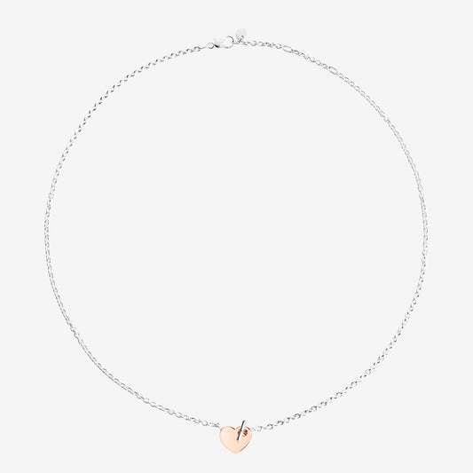 Tbar Heart Necklace Silver 9 Kt Rose Gold Dodo DCC4002_HEART_0009A