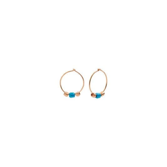 Hoop Earrings Mini Granelli 9 kt Rose Gold Ceramic Turquoise Dodo DOC1001_GRANX_CTU9R