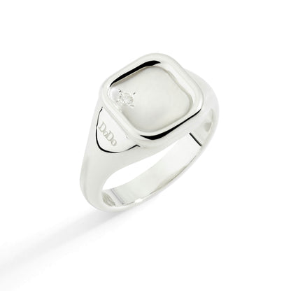 ANELLO SIGILLO ARGENTO & DIAMANTE BIANCO