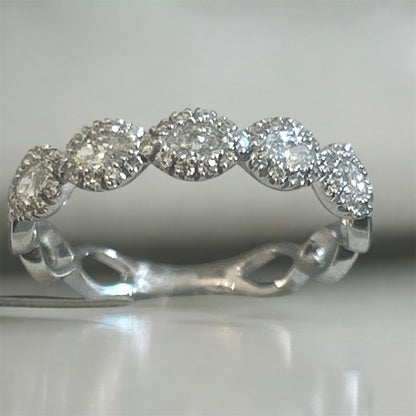 Anello Fantasia Pavé Oro Bianco 18 kt E Diamanti Bianchi Crivelli 370-XR9784