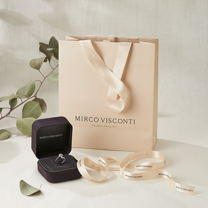 Anello con Corallo e Diamante in Oro Bianco Mirco Visconti AB0X