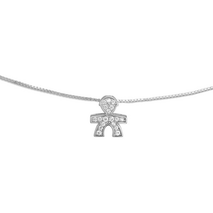 Collana i Tesorini Mini Sagoma Bimbo in Oro Bianco e Diamanti LBB985 Le Bebè