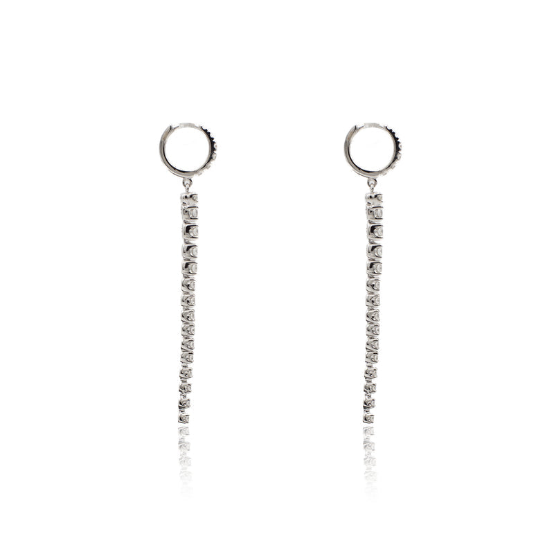 Orecchini Tennis Pendente Oro Bianco 18 Kt E Diamanti Crivelli 370-XE6129