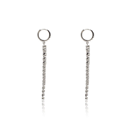 Orecchini Tennis Pendente Oro Bianco 18 Kt E Diamanti Crivelli 370-XE6129