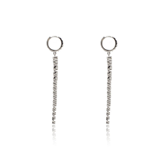 Orecchini Tennis Pendente Oro Bianco 18 Kt E Diamanti Crivelli 370-XE6129